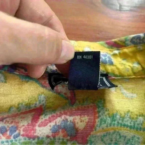 Chaps Classics Linen Blend Bright Paisley Button Up Blouse Women's Large - Picture 8 of 10